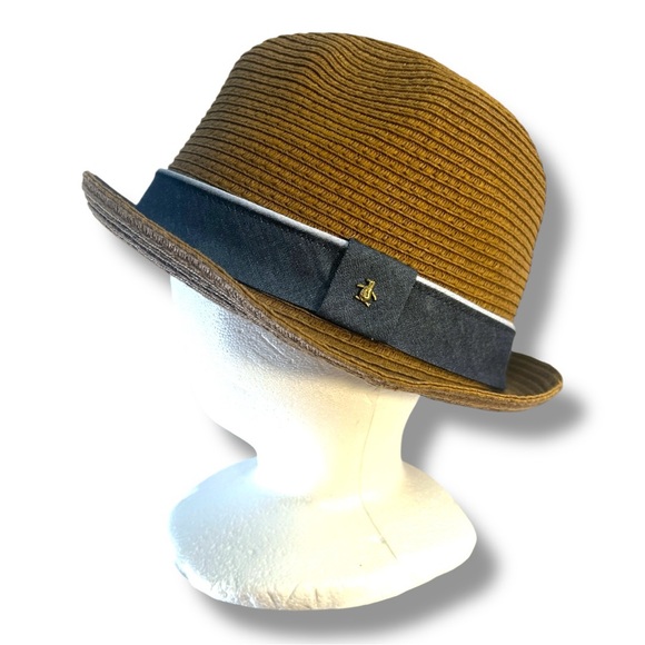 PENUIN BRAND Brown and Denim BLUE BAND with PEQUIN LOGO FEDORA Style L/XL - Picture 16 of 17